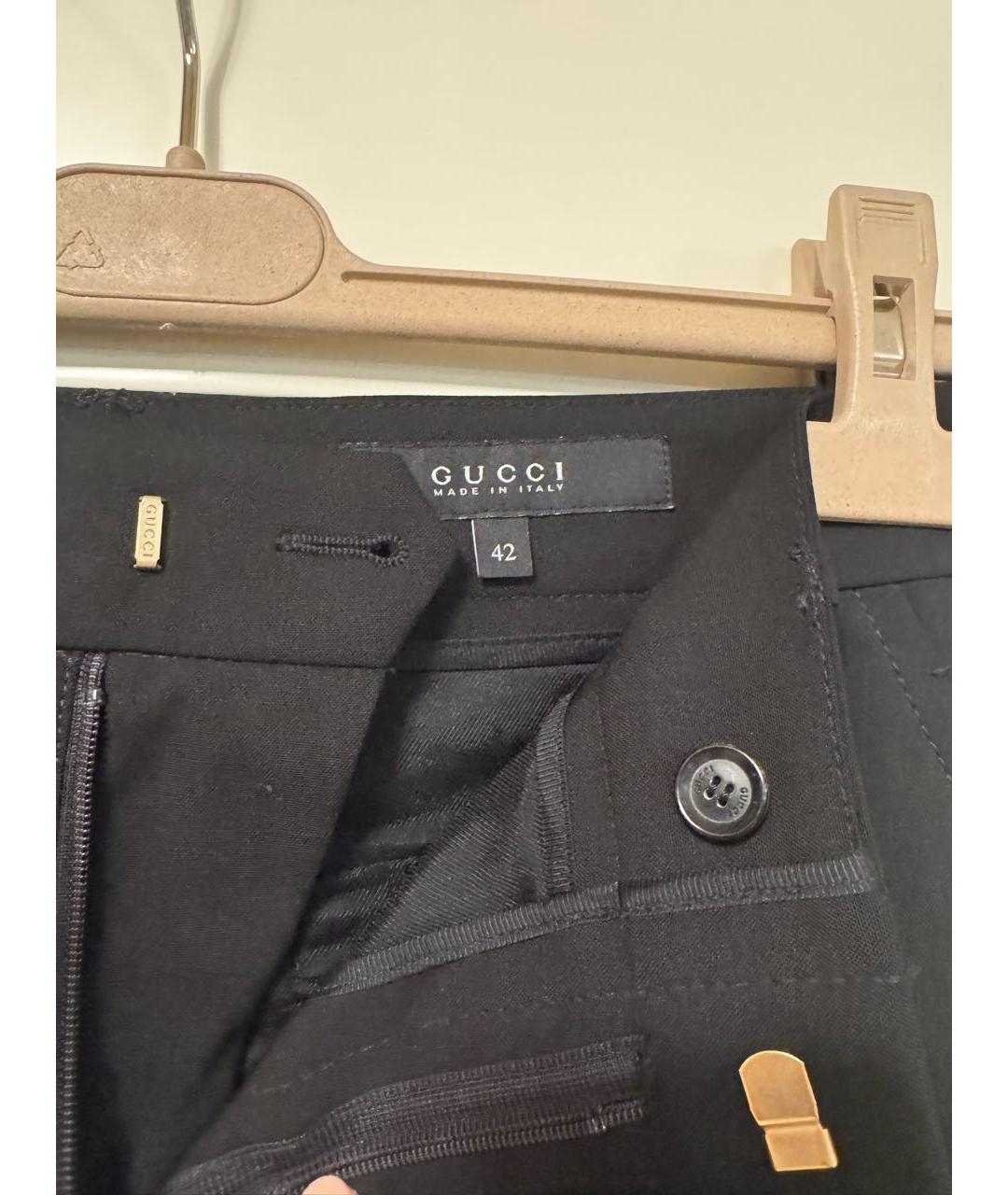 GUCCI Черные шерстяные прямые брюки, фото 3