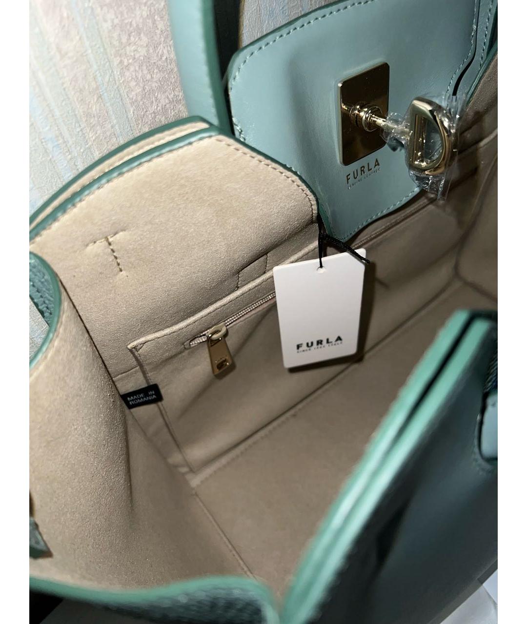 FURLA Зеленая кожаная сумка тоут, фото 5