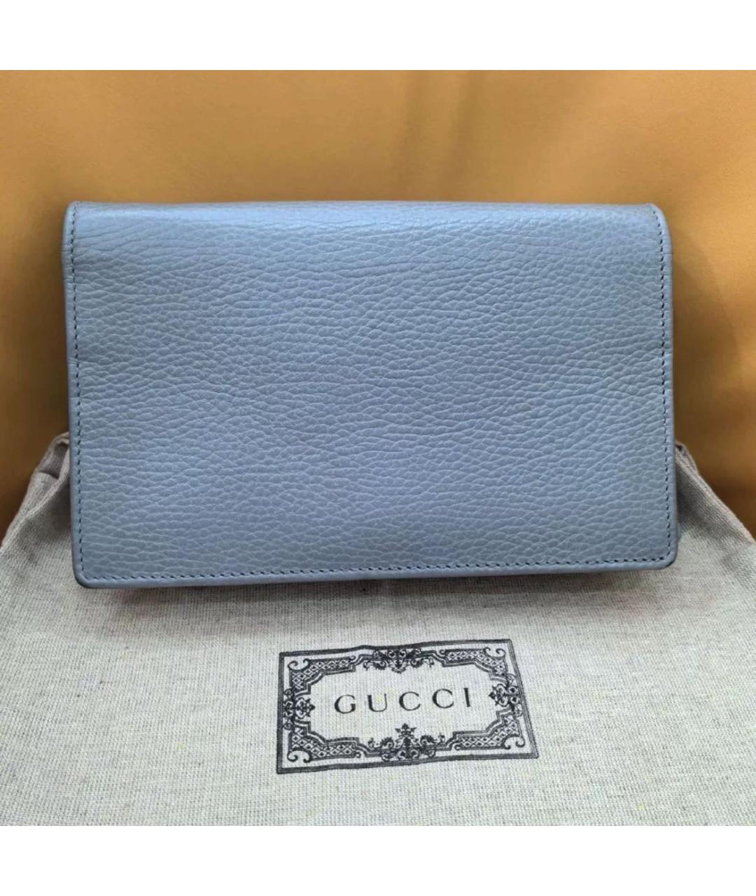 GUCCI Голубая кожаная сумка через плечо, фото 2