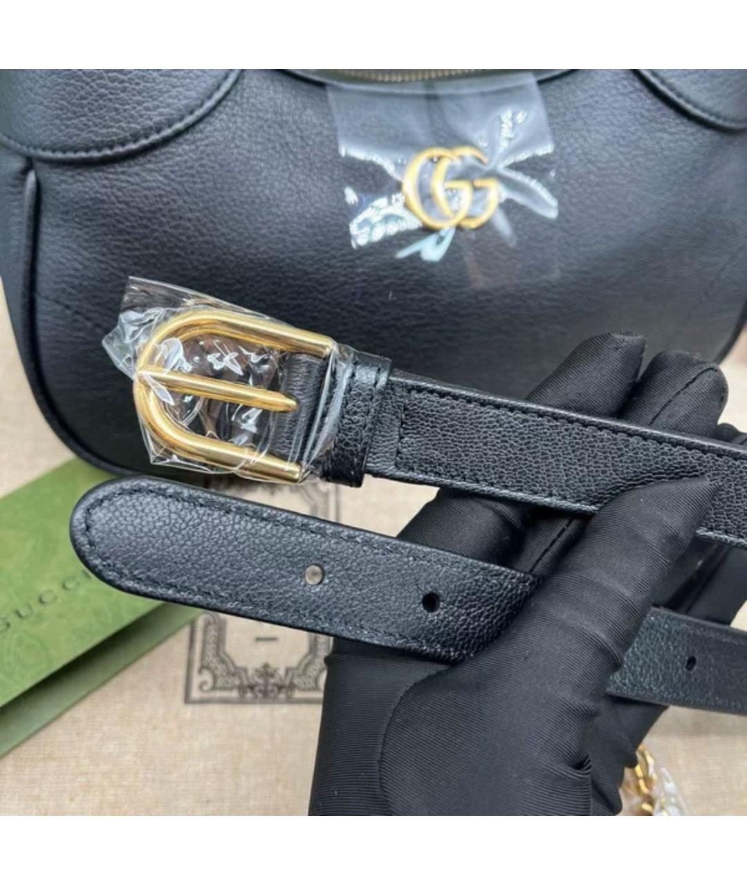 GUCCI Черная кожаная сумка через плечо, фото 6