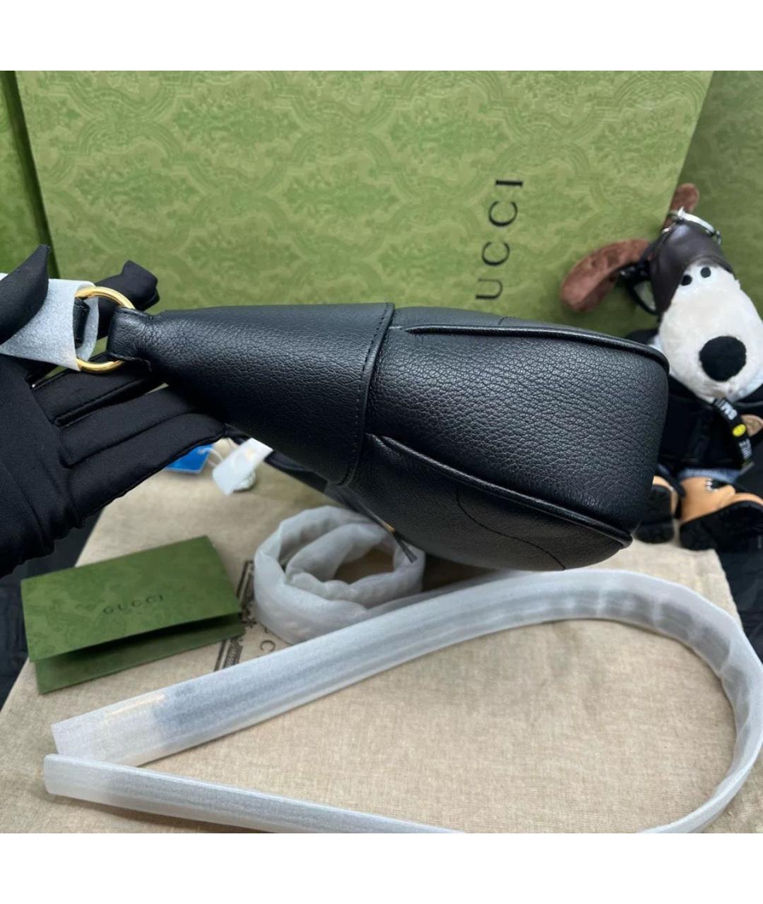 GUCCI Черная кожаная сумка через плечо, фото 4