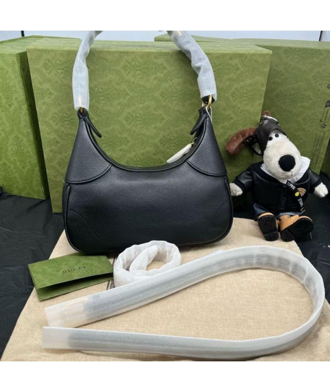 GUCCI Черная кожаная сумка через плечо, фото 5