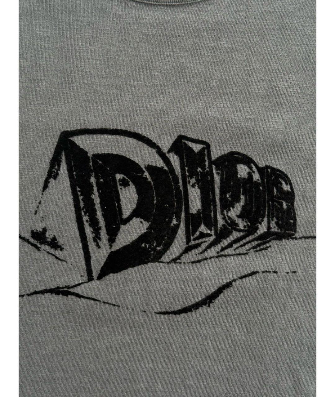 CHRISTIAN DIOR Серая хлопковая футболка, фото 4