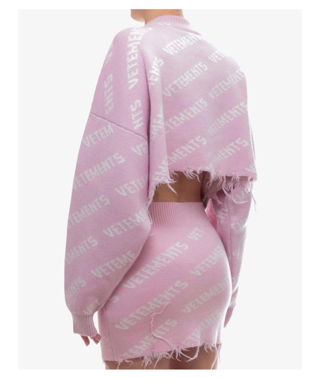 VETEMENTS Розовый шерстяной костюм с юбками, фото 4