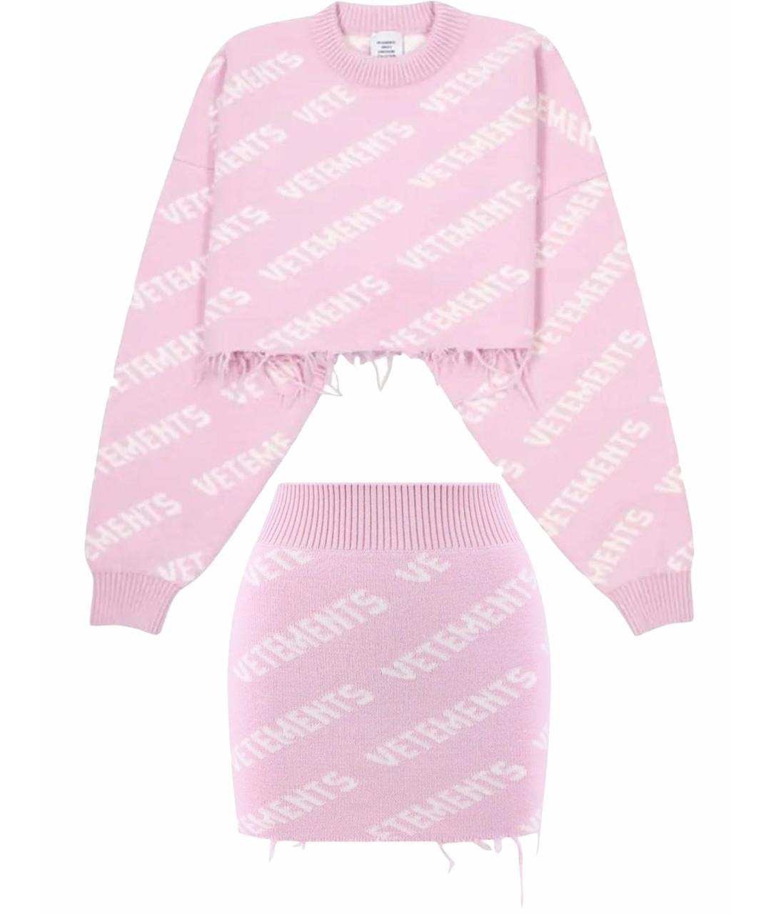 VETEMENTS Розовый шерстяной костюм с юбками, фото 1