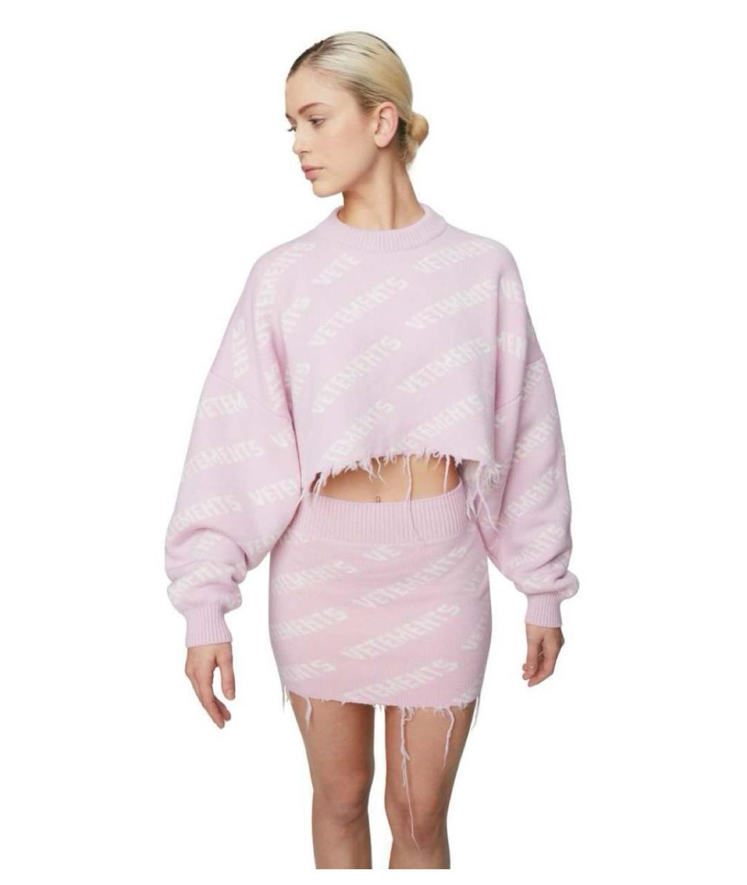 VETEMENTS Розовый шерстяной костюм с юбками, фото 6