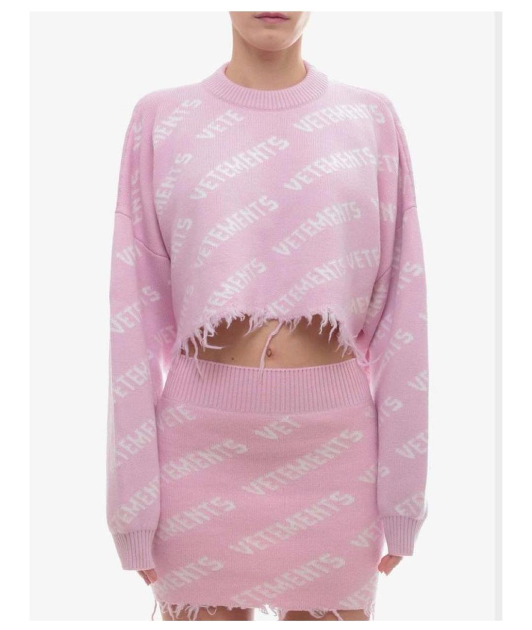 VETEMENTS Розовый шерстяной костюм с юбками, фото 3