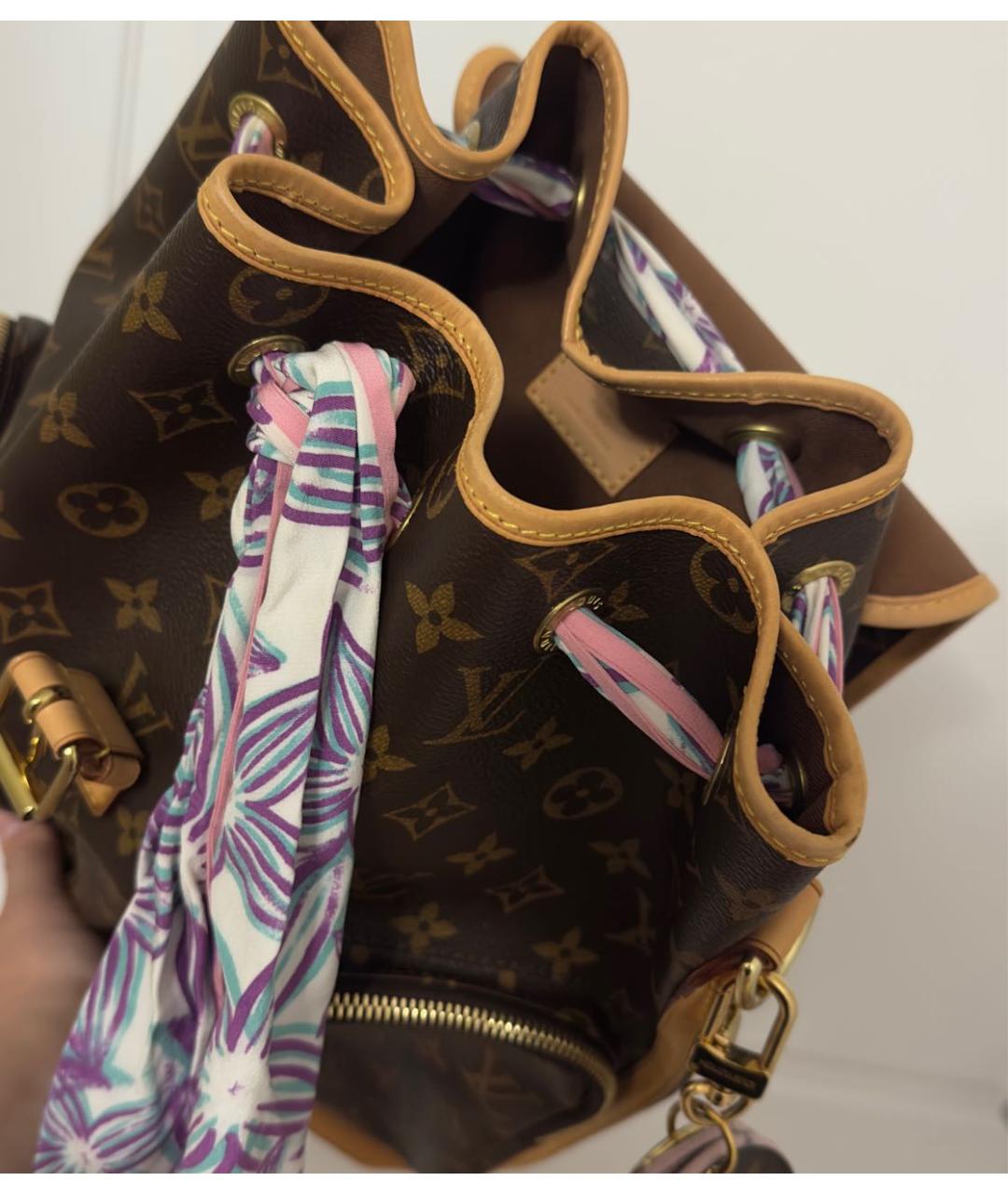 LOUIS VUITTON Коричневый кожаный рюкзак, фото 4