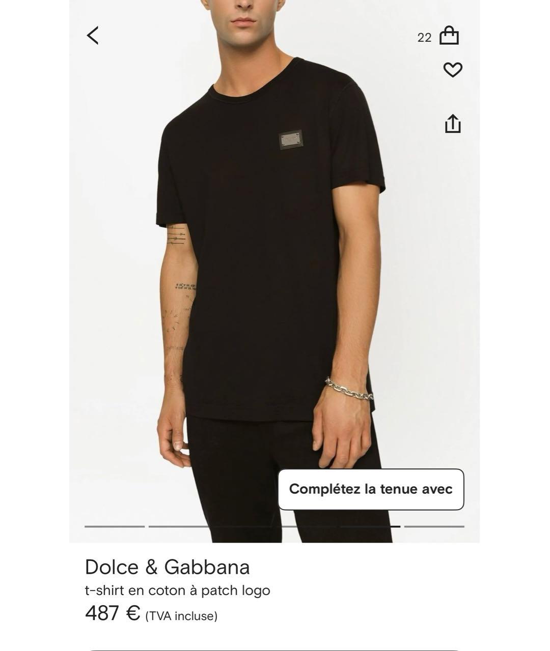 DOLCE&GABBANA Черная хлопковая футболка, фото 6