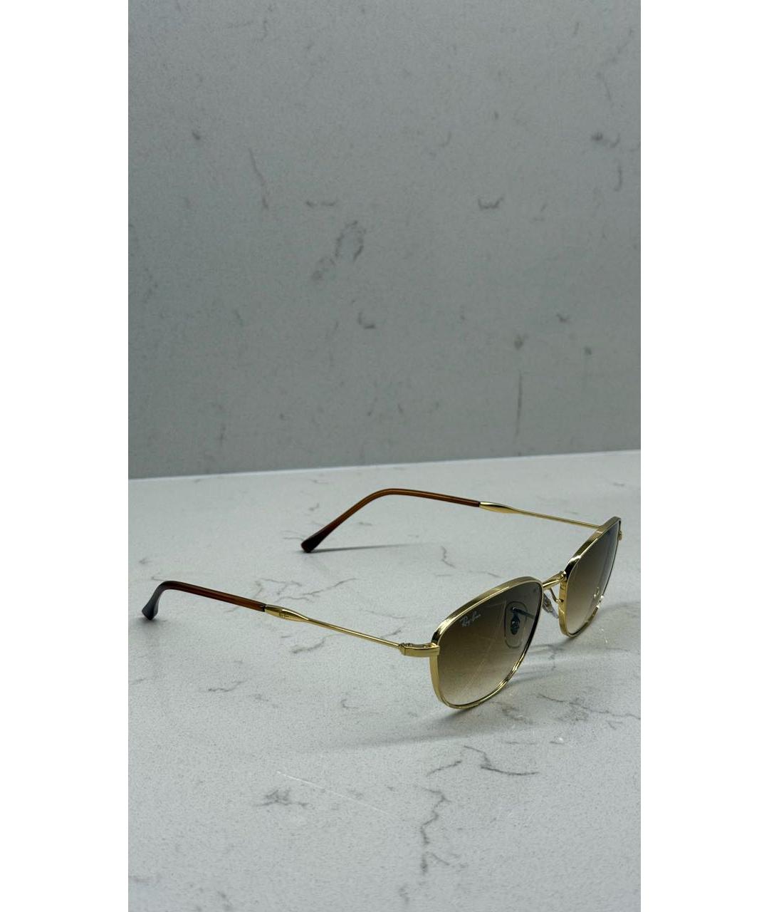 RAY BAN Золотые металлические солнцезащитные очки, фото 2