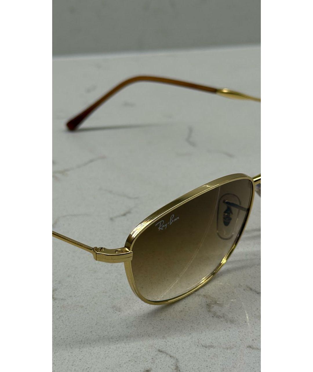RAY BAN Золотые металлические солнцезащитные очки, фото 3