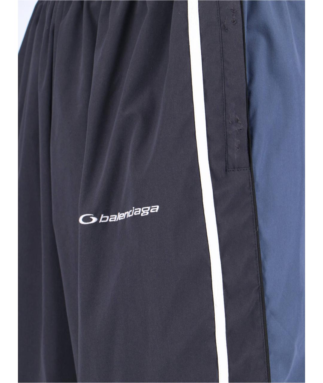 BALENCIAGA Темно-синие полиэстеровые повседневные брюки, фото 4