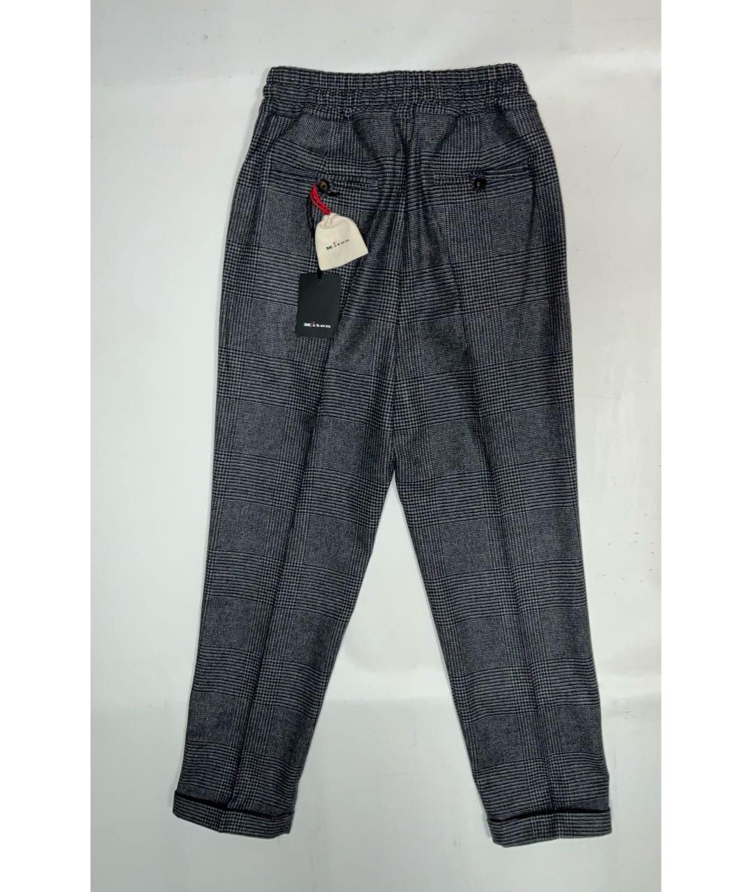 KITON Антрацитовые шерстяные прямые брюки, фото 2