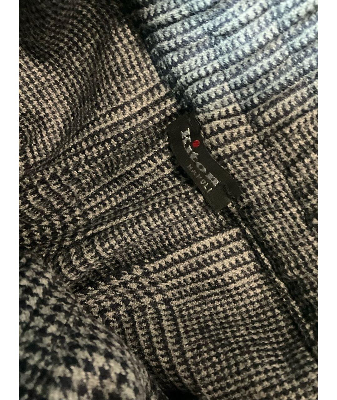 KITON Антрацитовые шерстяные прямые брюки, фото 5