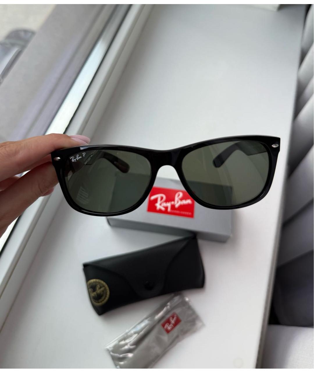 RAY BAN Черные пластиковые солнцезащитные очки, фото 6