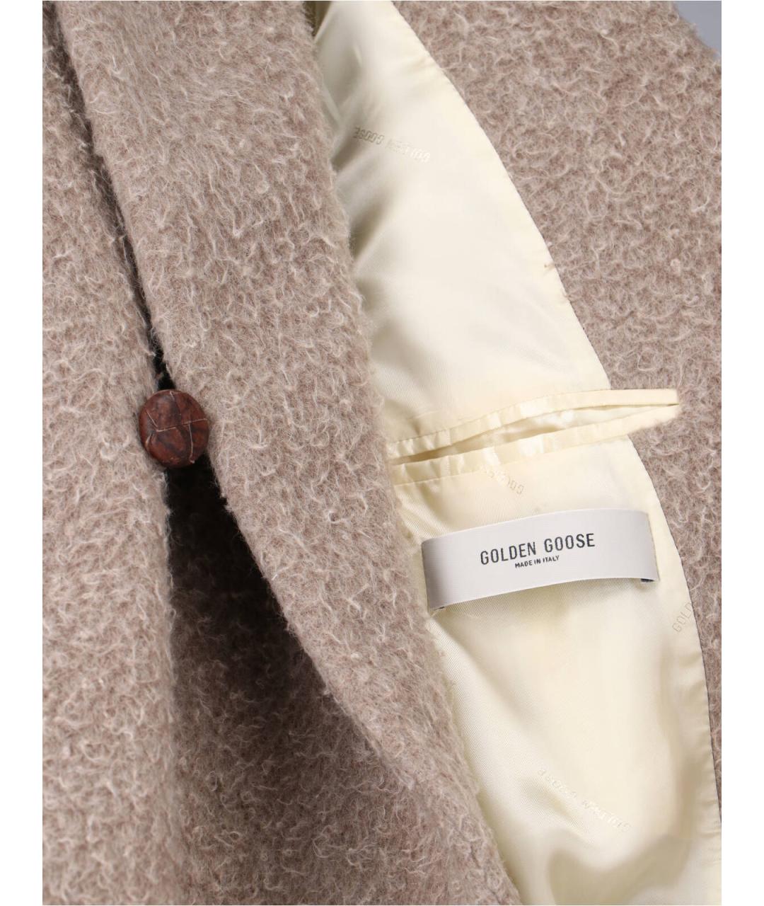 GOLDEN GOOSE DELUXE BRAND Бежевое шерстяное пальто, фото 5