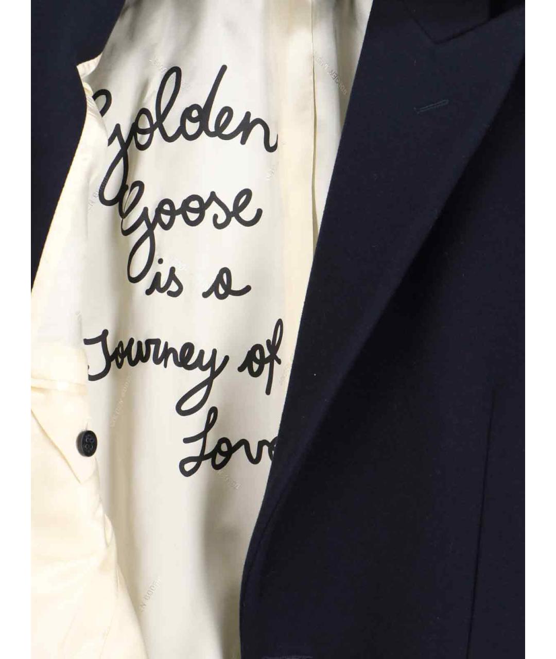 GOLDEN GOOSE DELUXE BRAND Синее шерстяное пальто, фото 4