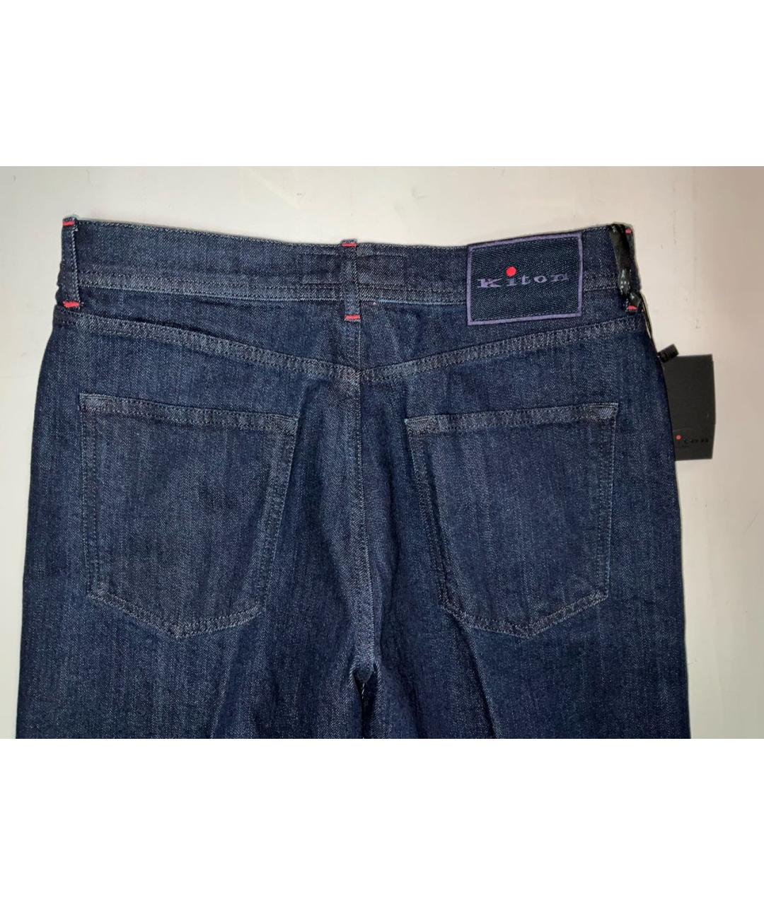 KITON Темно-синие хлопко-эластановые прямые джинсы, фото 3