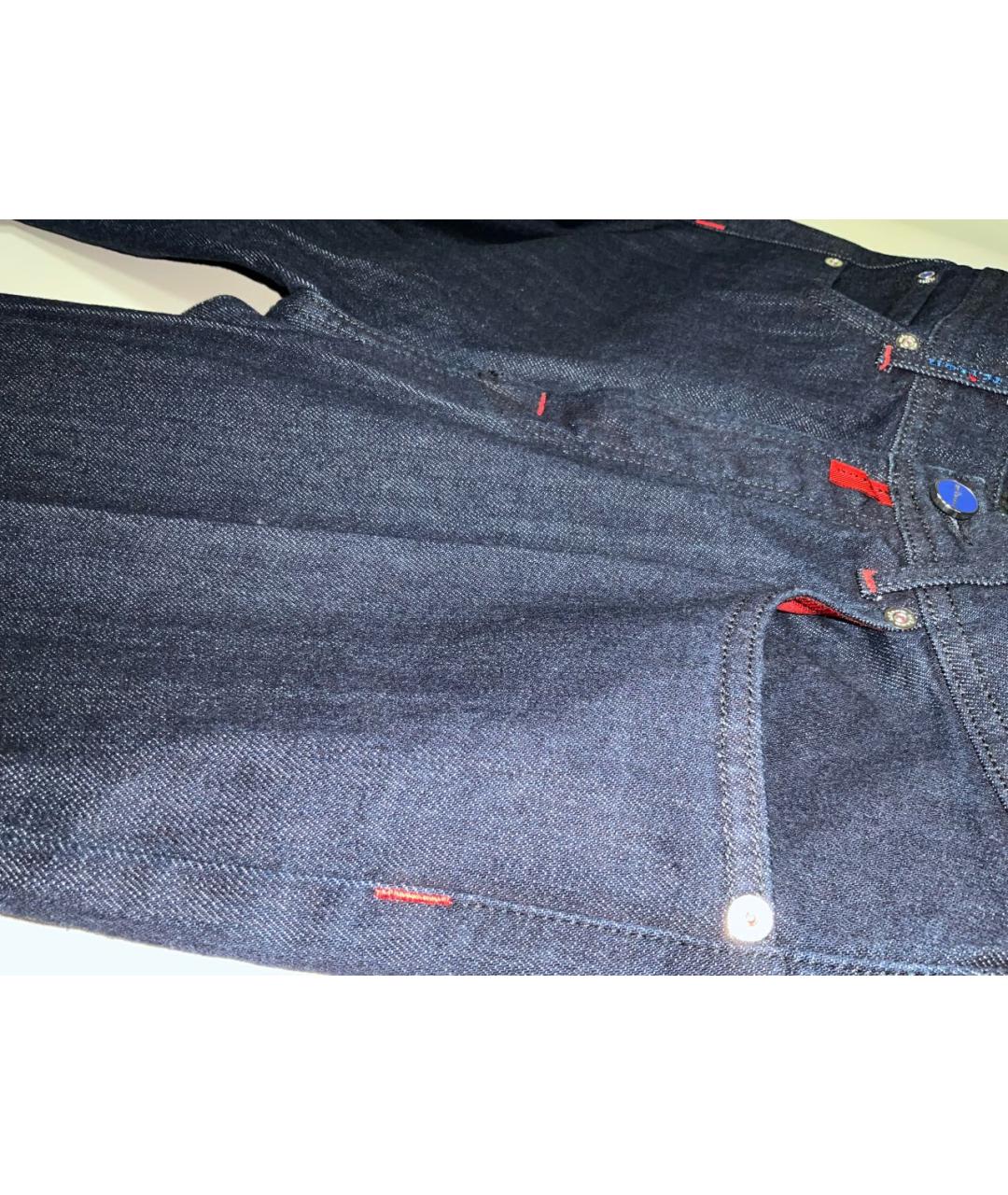 KITON Темно-синие хлопко-эластановые прямые джинсы, фото 4