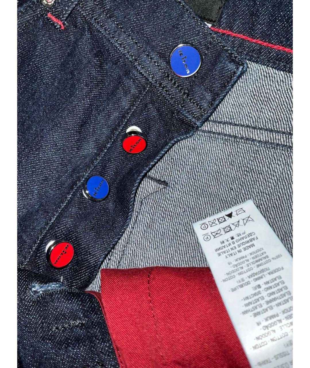 KITON Темно-синие хлопко-эластановые прямые джинсы, фото 5