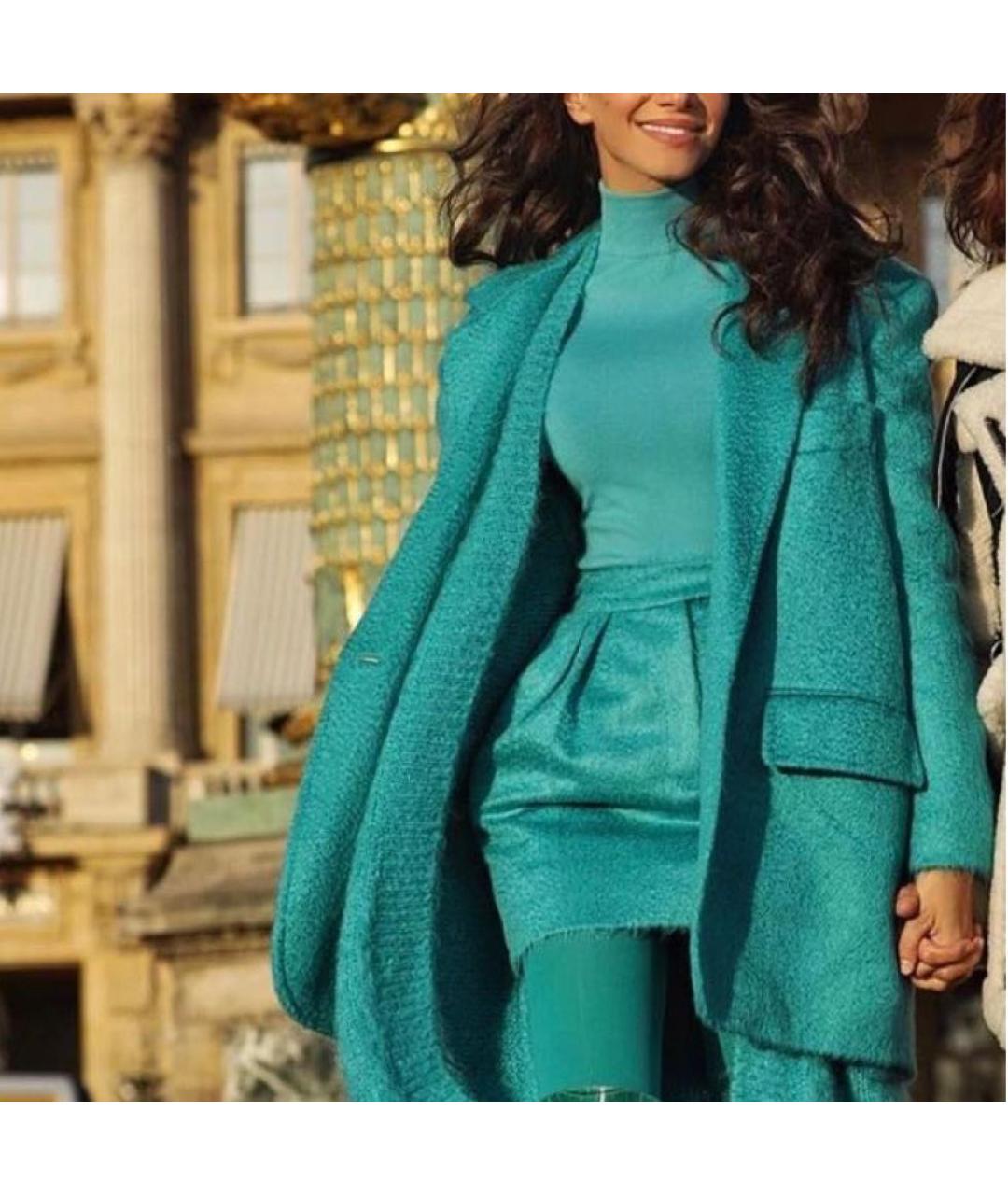 MAX MARA Бирюзовая шерстяная юбка мини, фото 6