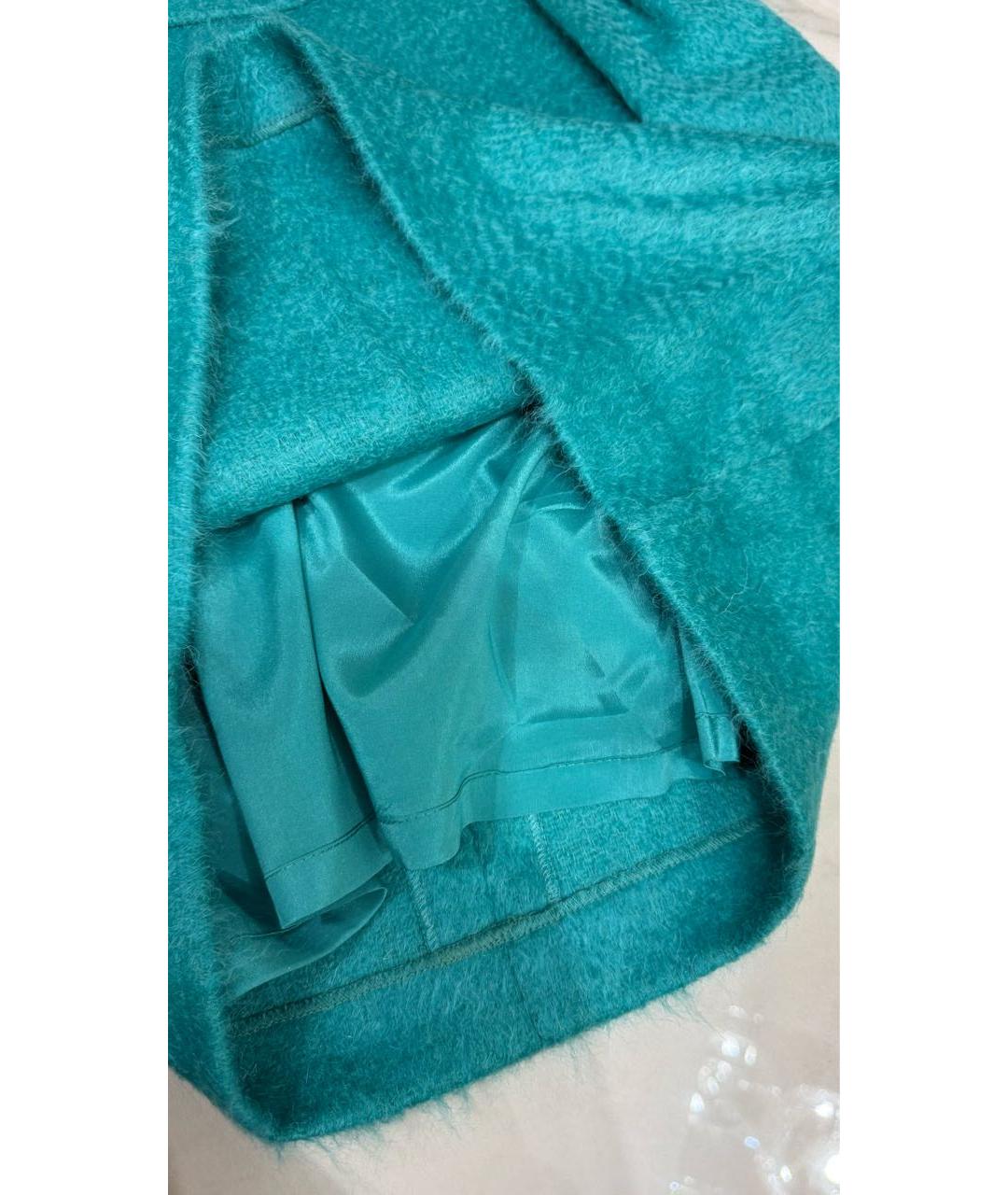 MAX MARA Бирюзовая шерстяная юбка мини, фото 3