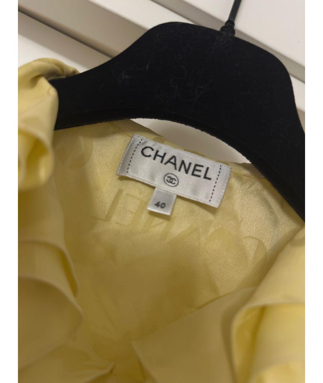 CHANEL Желтая шелковая блузы, фото 3