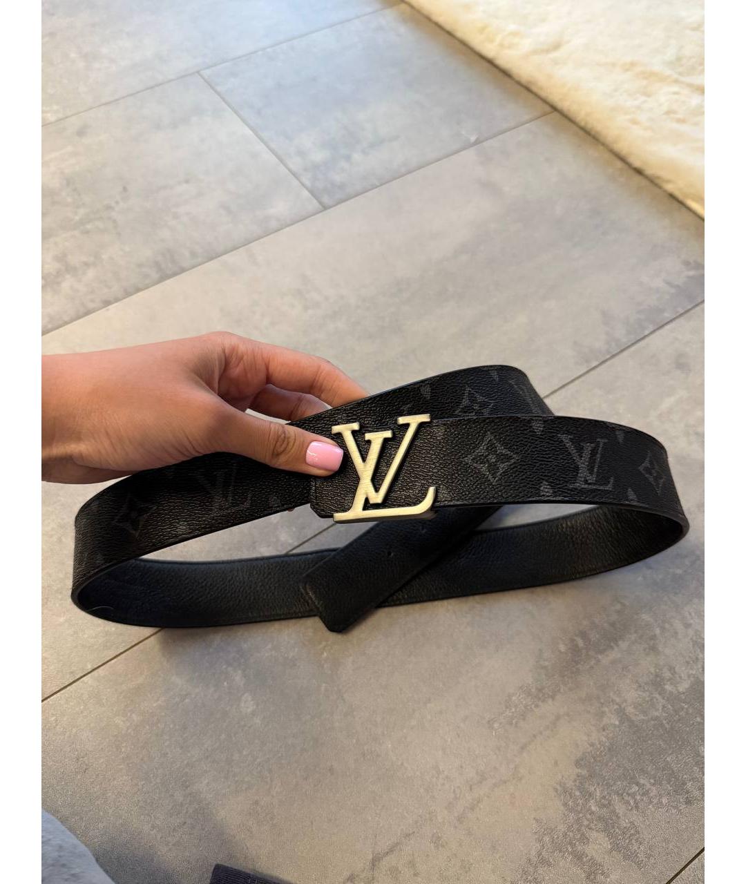 LOUIS VUITTON Черный кожаный ремень, фото 4