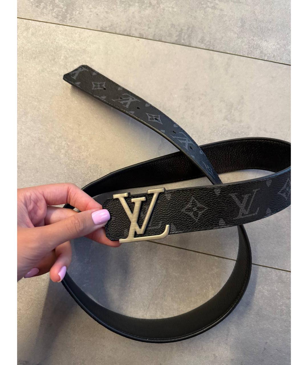 LOUIS VUITTON Черный кожаный ремень, фото 3