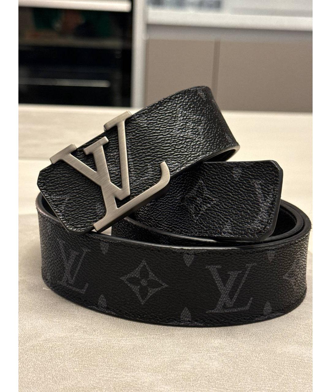 LOUIS VUITTON Черный кожаный ремень, фото 7