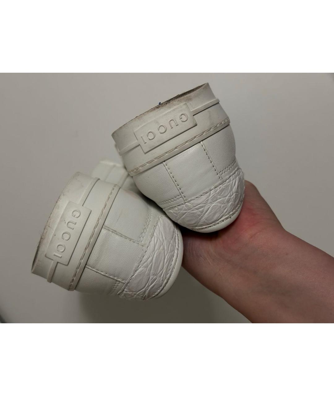 GUCCI Белые кожаные низкие кроссовки / кеды, фото 4