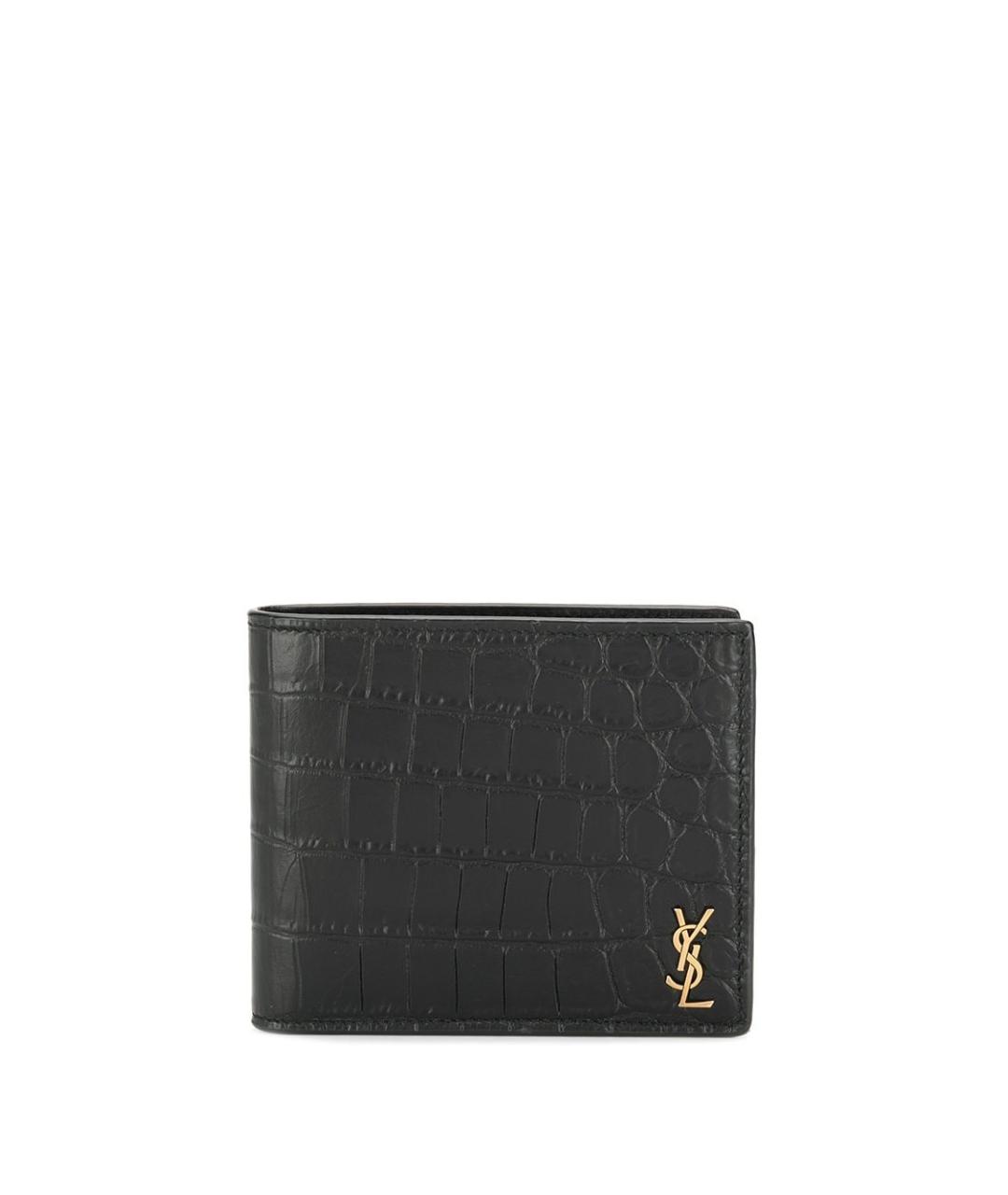 SAINT LAURENT Черный кожаный кошелек, фото 1