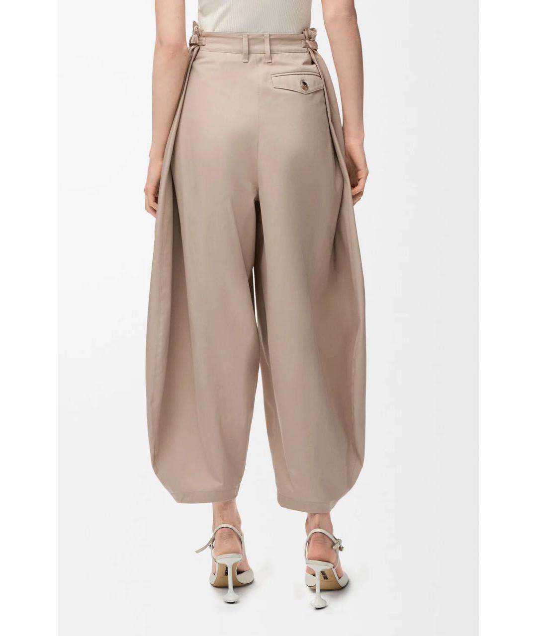 LOEWE Бежевые хлопковые брюки широкие, фото 4