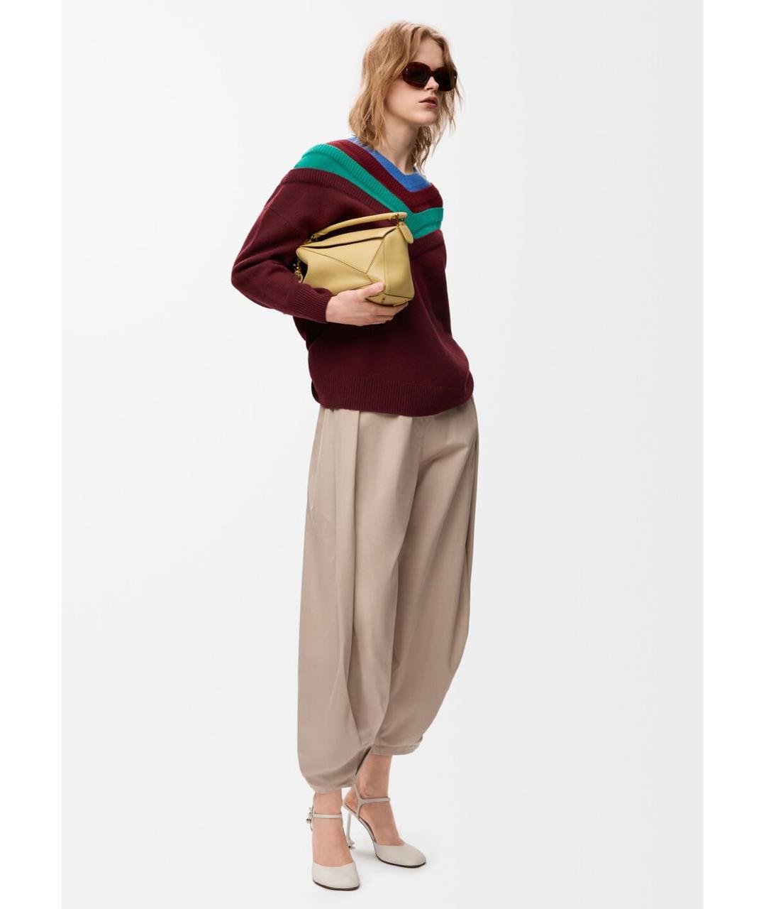 LOEWE Бежевые хлопковые брюки широкие, фото 2
