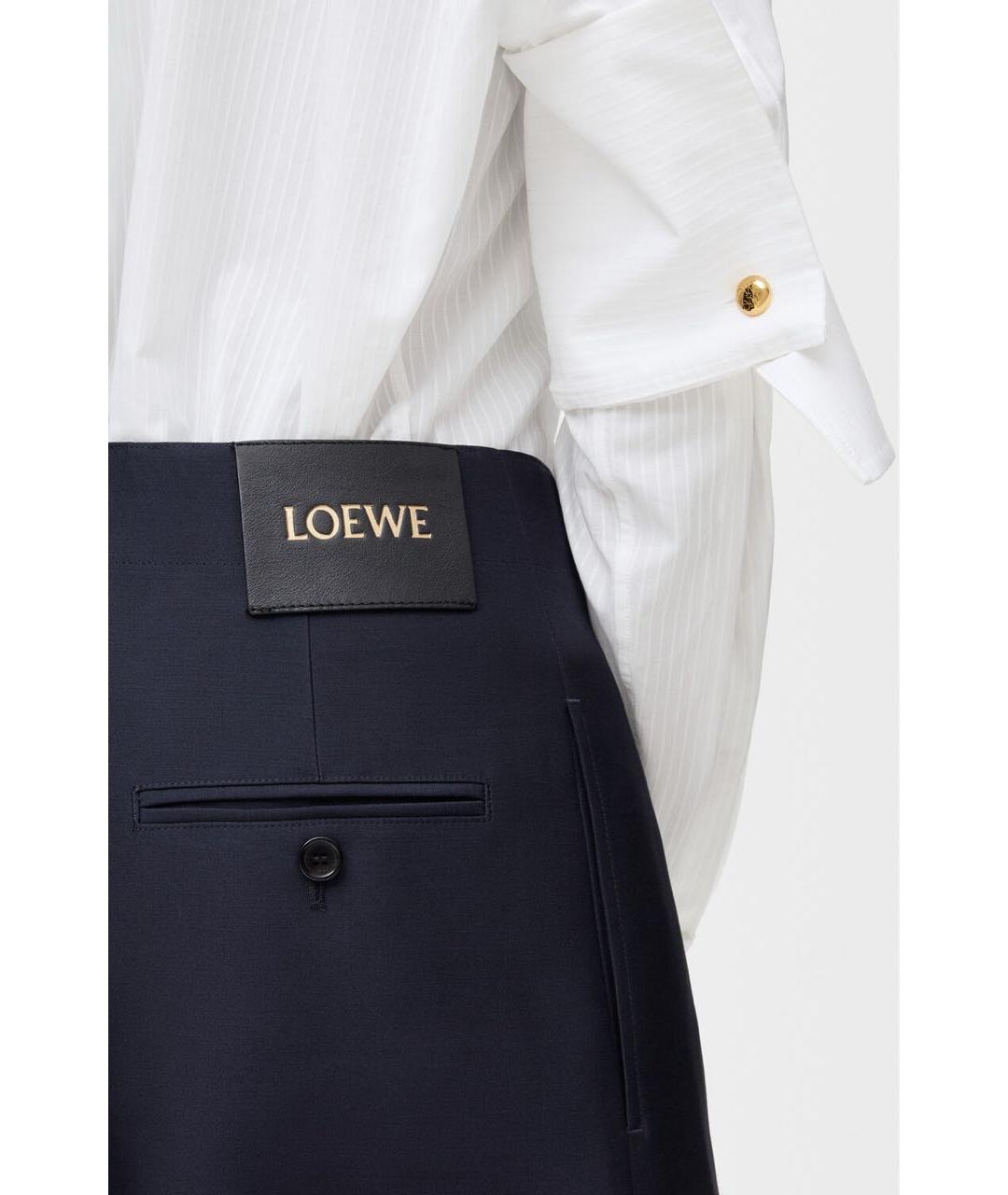 LOEWE Темно-синие льняные прямые брюки, фото 5