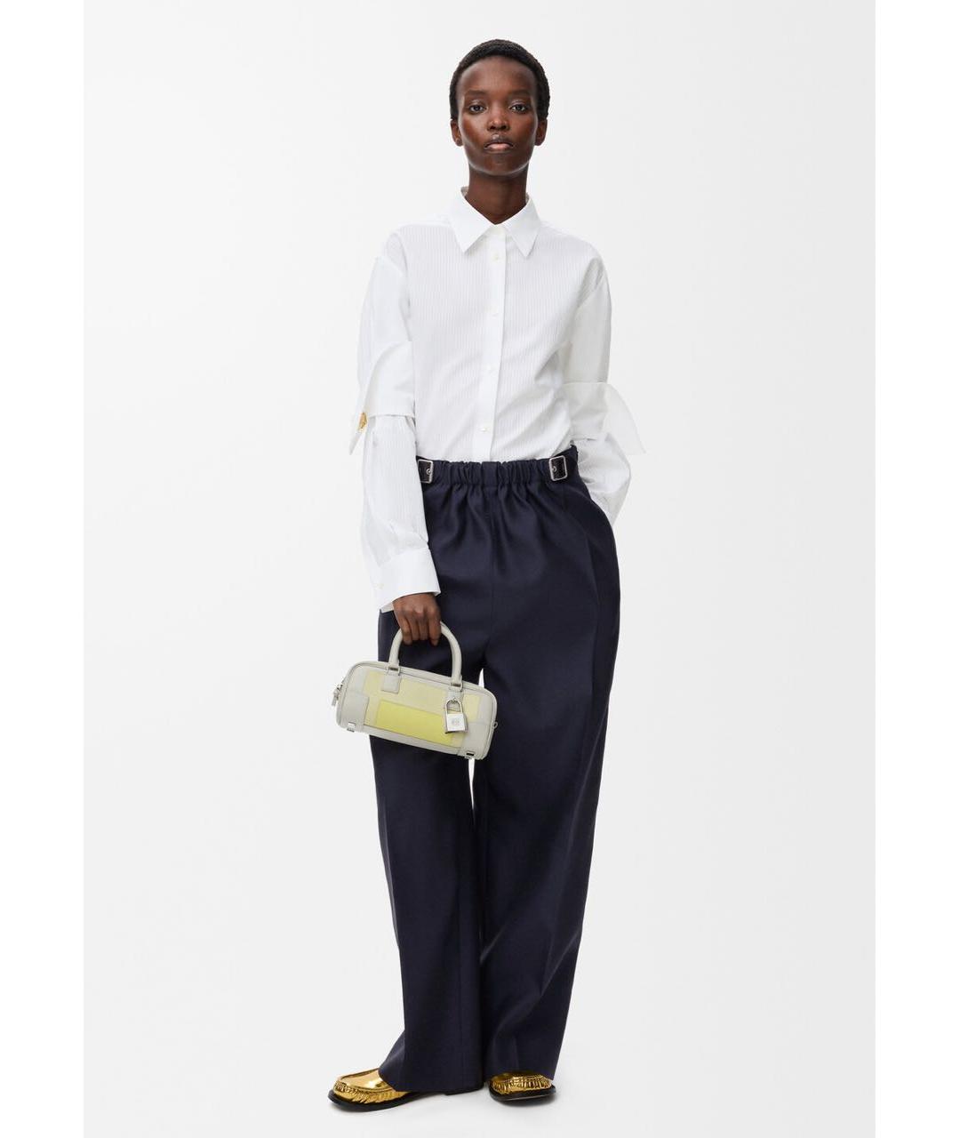 LOEWE Темно-синие льняные прямые брюки, фото 2