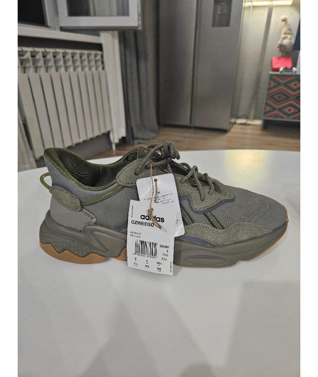 ADIDAS Зеленые нубуковые низкие кроссовки / кеды, фото 4