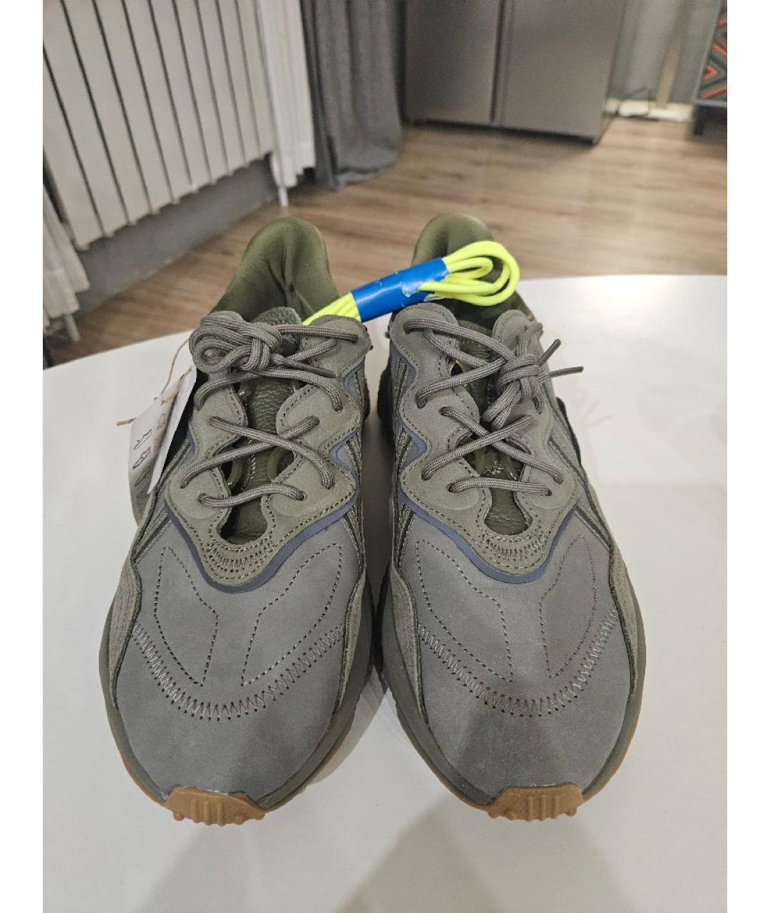 ADIDAS Зеленые нубуковые низкие кроссовки / кеды, фото 2