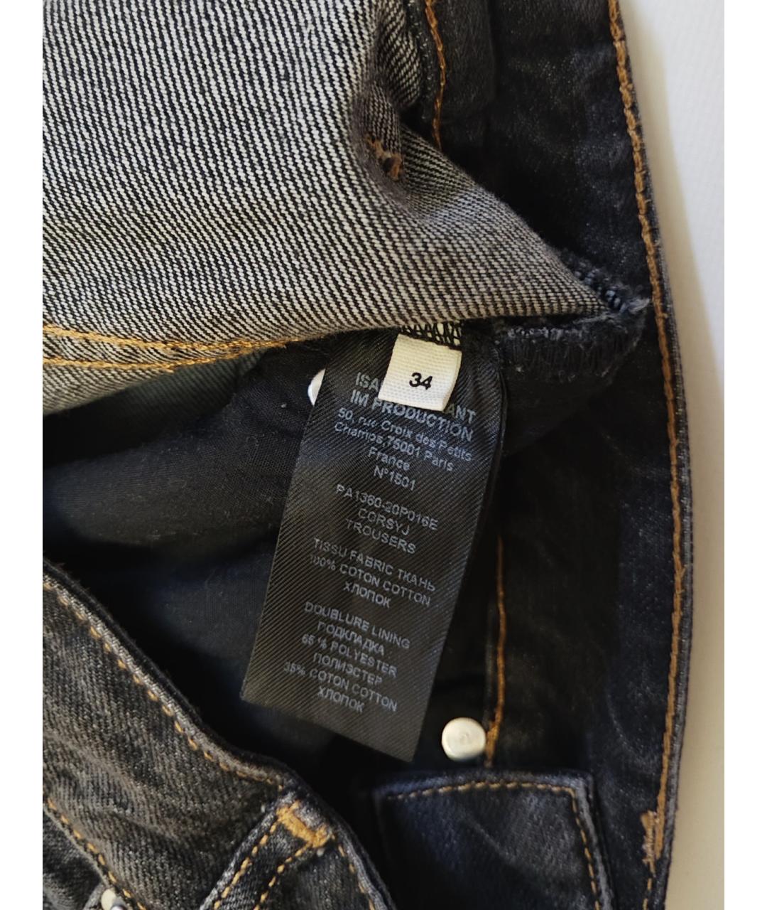 ISABEL MARANT ETOILE Черные хлопковые прямые джинсы, фото 4