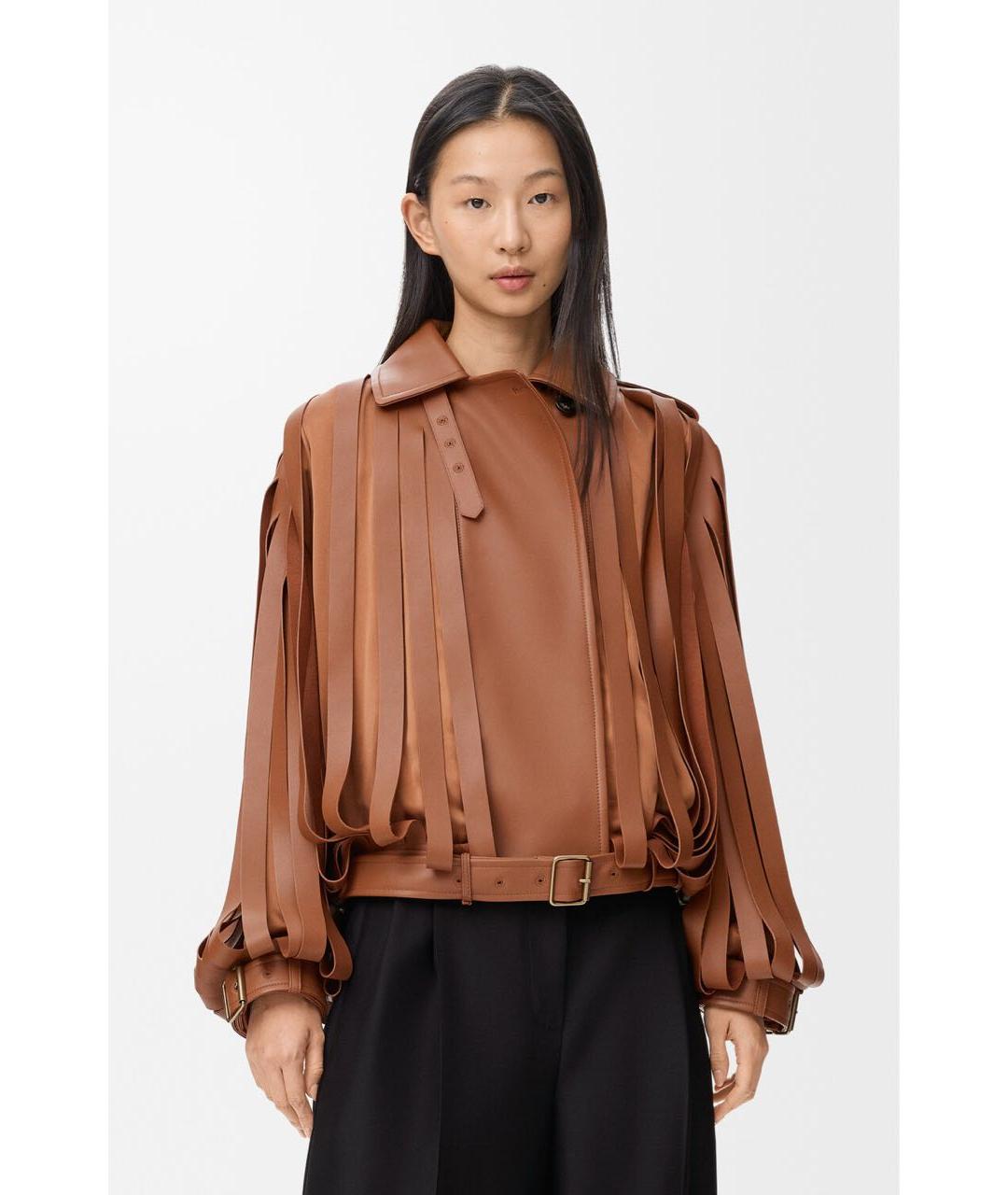 LOEWE Коричневая кожаная куртка, фото 3