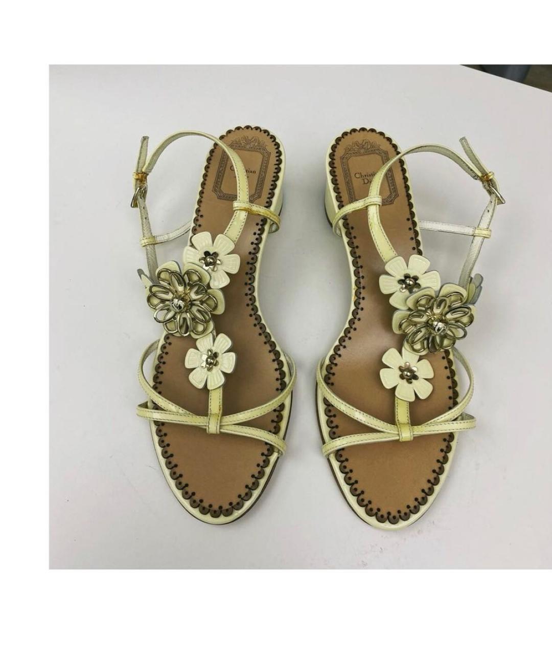 CHRISTIAN DIOR Желтые кожаные босоножки, фото 2