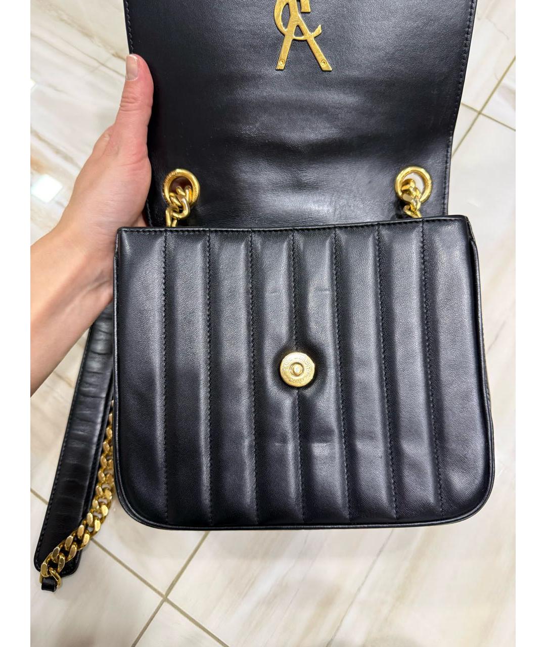 SAINT LAURENT Черная кожаная сумка через плечо, фото 4