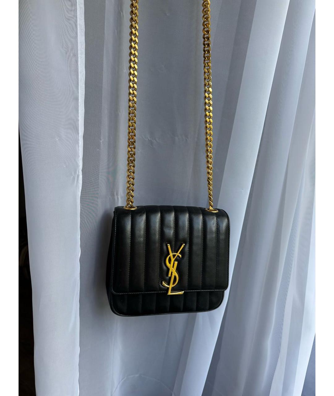 SAINT LAURENT Черная кожаная сумка через плечо, фото 8