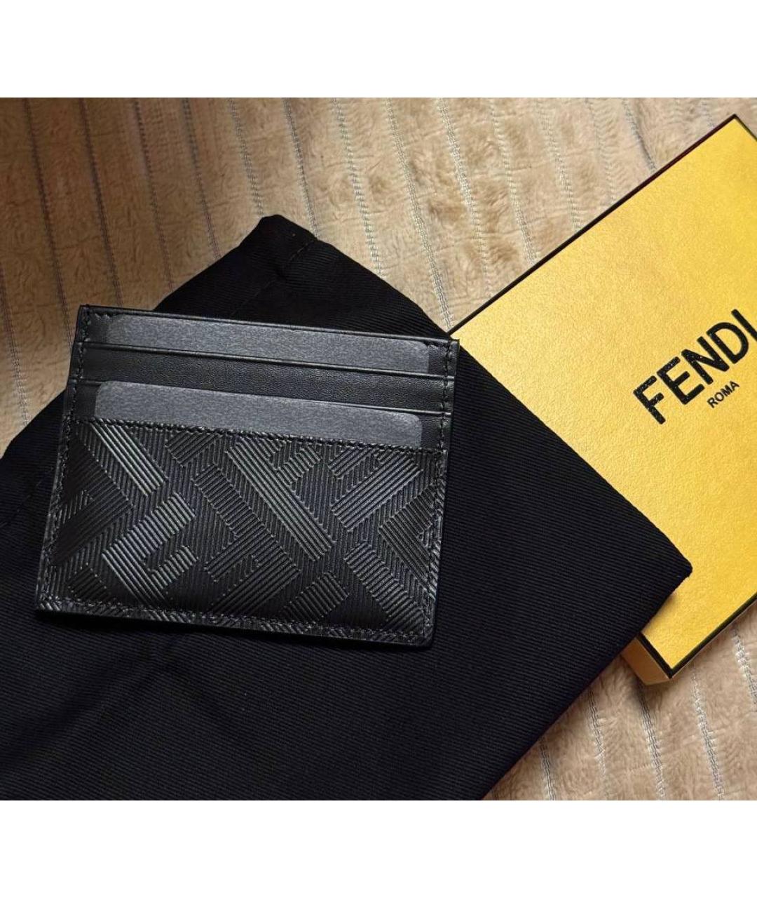 FENDI Черный кожаный кардхолдер, фото 3