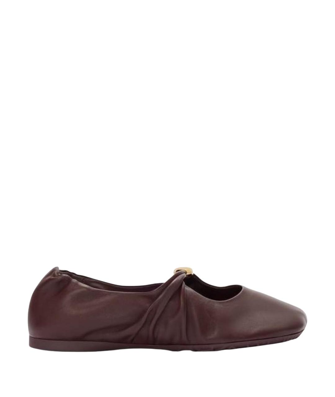 LOEWE Бордовые кожаные балетки, фото 1