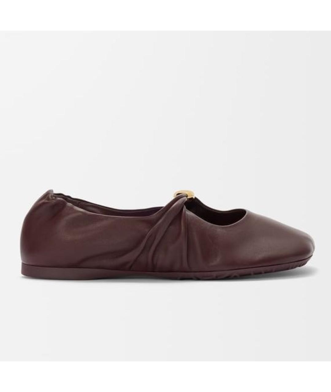 LOEWE Бордовые кожаные балетки, фото 6