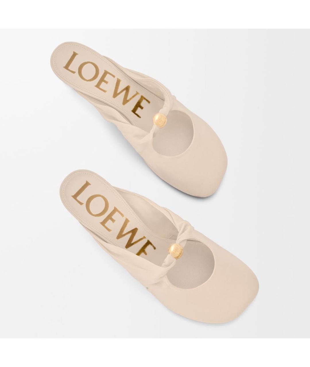 LOEWE Бежевые кожаные мюли, фото 3