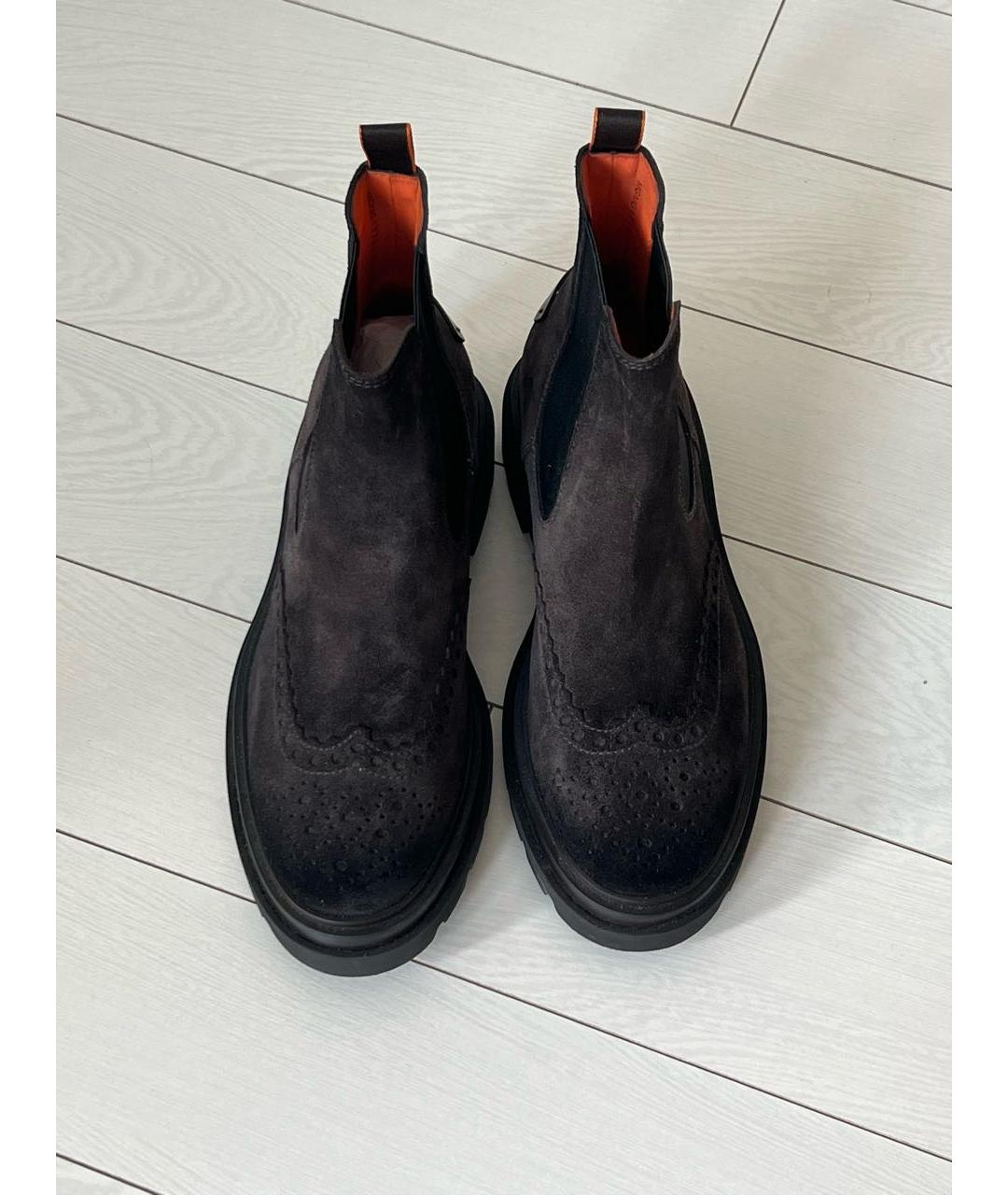 SANTONI Коричневые замшевые высокие ботинки, фото 2