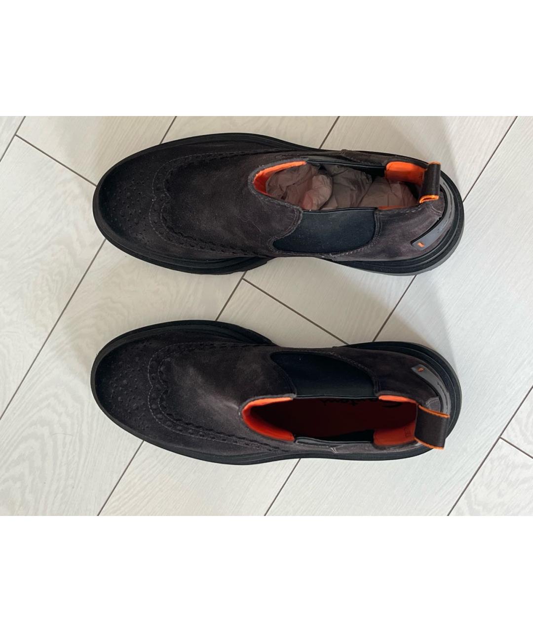 SANTONI Коричневые замшевые высокие ботинки, фото 3