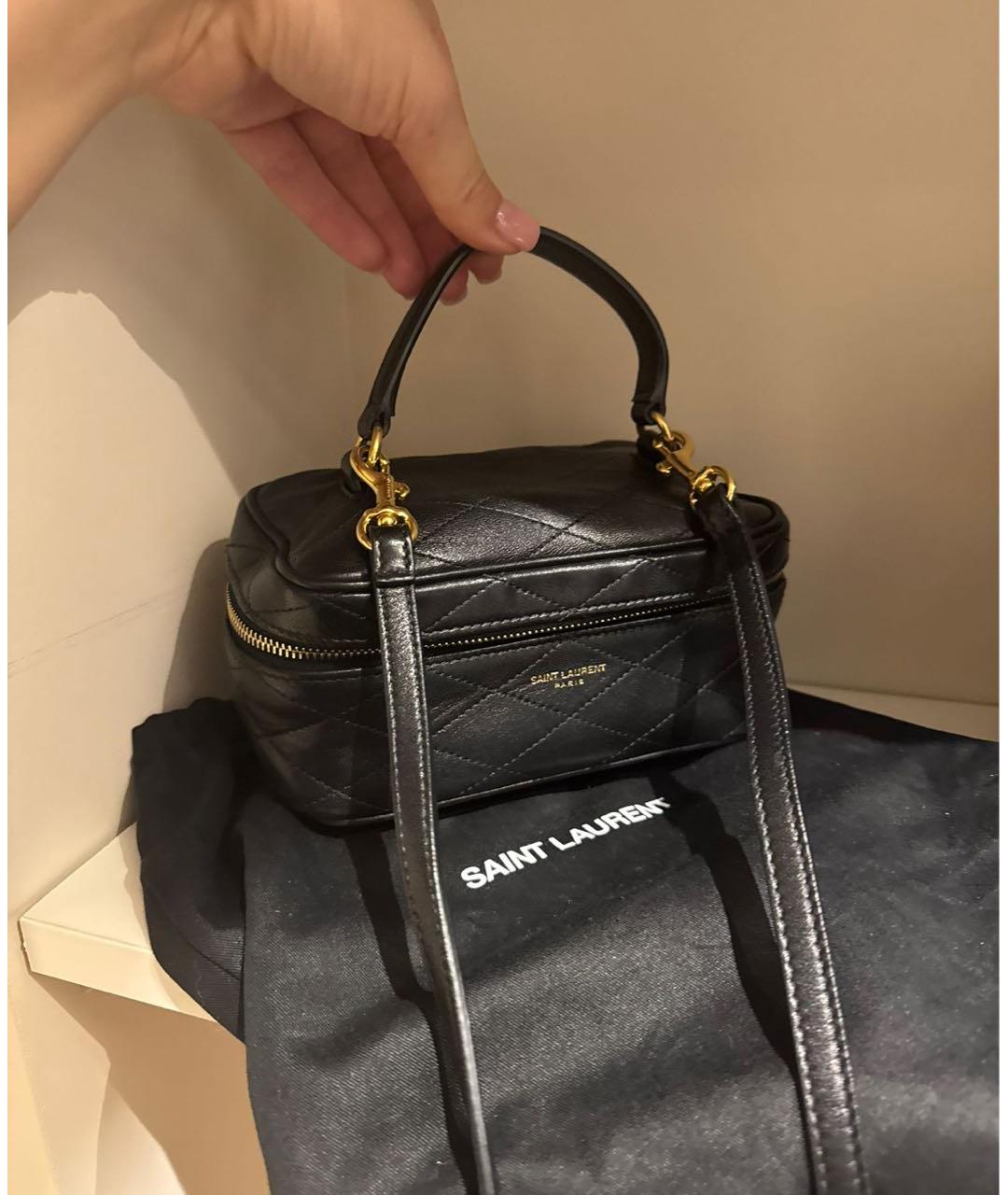 SAINT LAURENT Черная кожаная сумка через плечо, фото 4